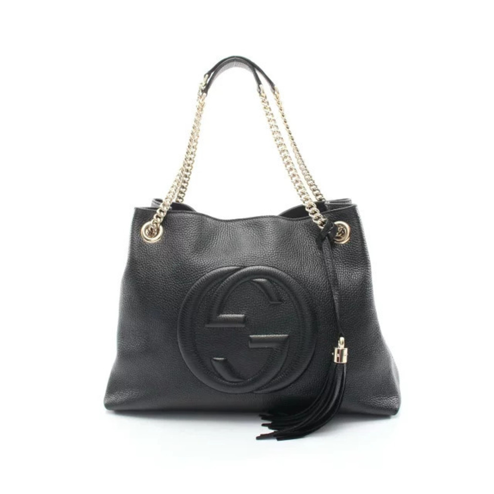 Gucci Soho Interlocking G Shoulder Bag Leather Black
